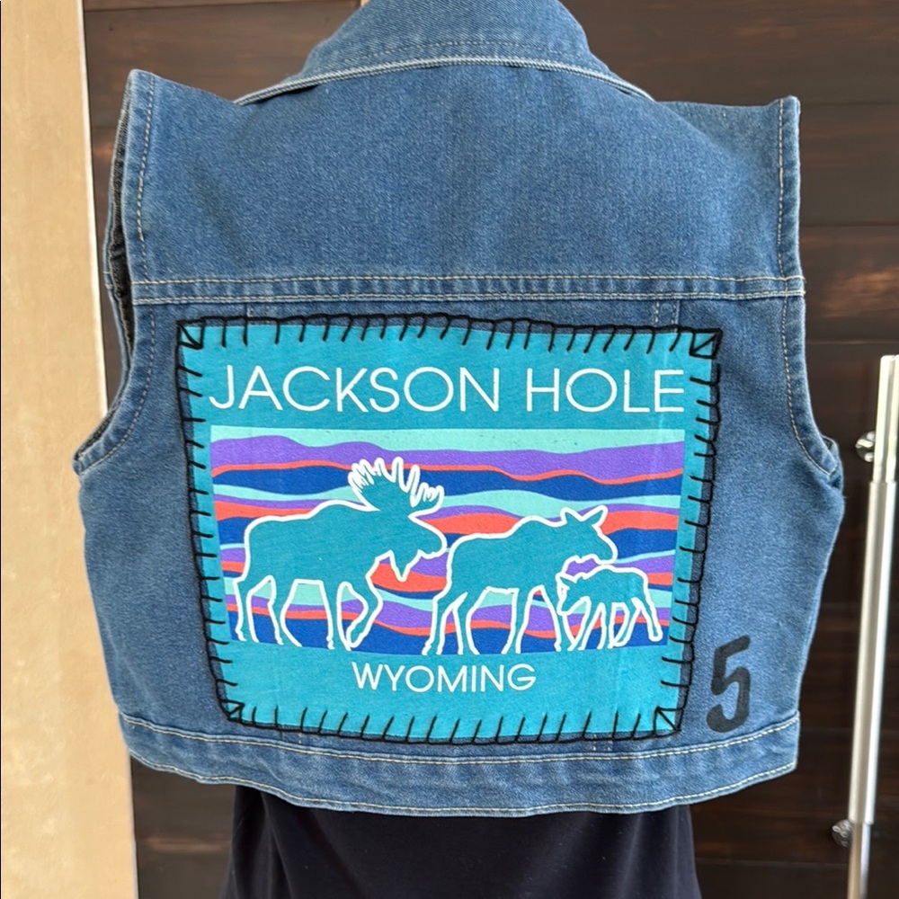 Jackson Hole Wyoming Kid's Denim Vest Size 10/12